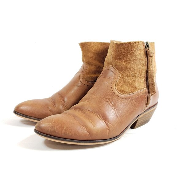 Frye And Co. Womens Size 7.5 Brown Leather & Suede Ankle Boots With Side Zipper - Picture 2 of 9